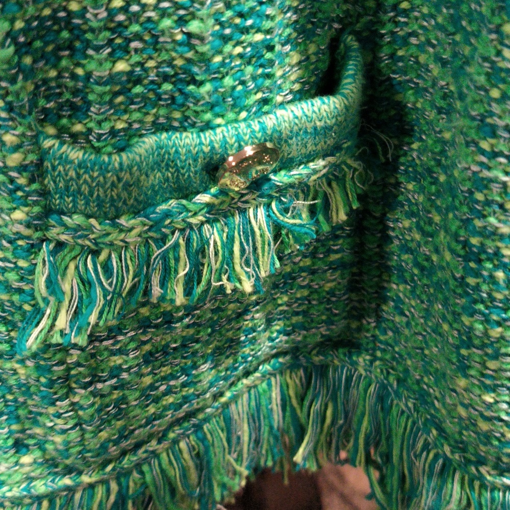 FINAL PRICE Lilly Pulitzer Fringed Knit Sweater Jacket w Signature Gold Buttons - Picture 8 of 15
